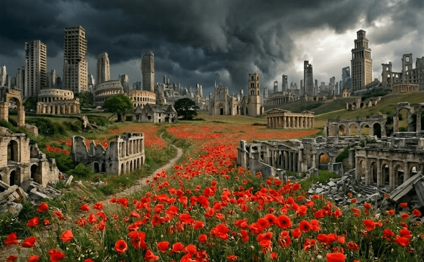 Denser city with ruins and tall buildings